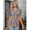 thumbnail image 2 of Blusa LUYAA casual de negocios para mujer con cuello en V y manga corta, 2 of 5