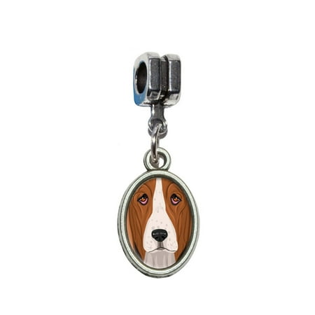 - Basset Hound - Dog Pet European Style Bracelet Oval Charm