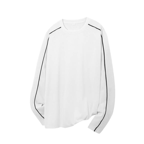 Kakii Men's Long Sleeve Tee with Stripes, Raglan Sleeve Crewneck Pullover, Casual Loose Fit Sweatshirt