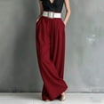 thumbnail image 4 of SAWOBUUN Women High Waist Wide Leg Pants with Belt Pleated Flowy Palazzo Elegant Casual Pants with Pockets, 4 of 5