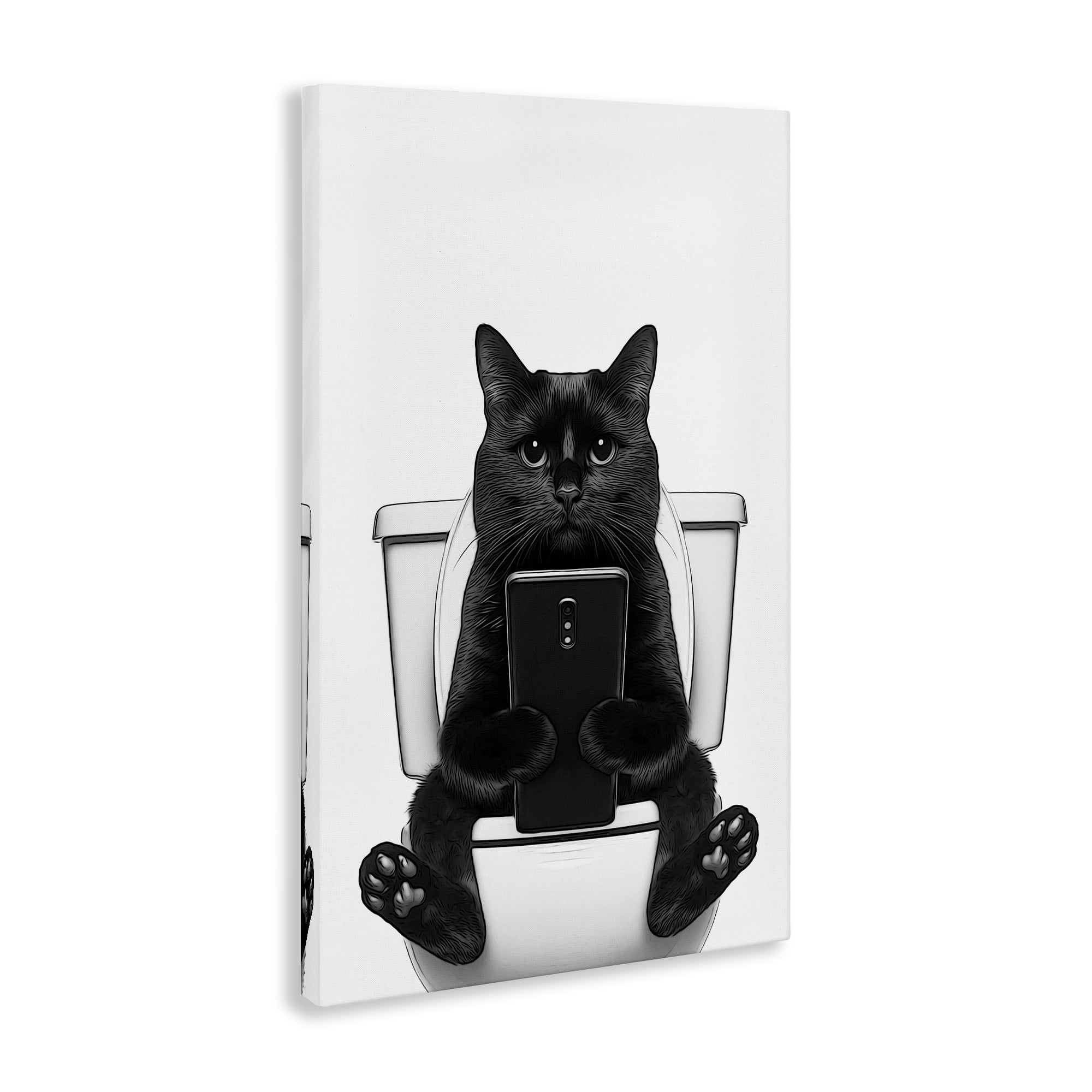 Stupell Industries Cat Texting on Toilet Typography Painting Gallery Wrapped Canvas Art Print Wall Art, 20 x 30