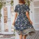 thumbnail image 4 of Vestido de manga corta,Vestido de manga corta de verano Vestido floral midi Vestido floral con cuello en V Calidad inigualable, 4 of 6