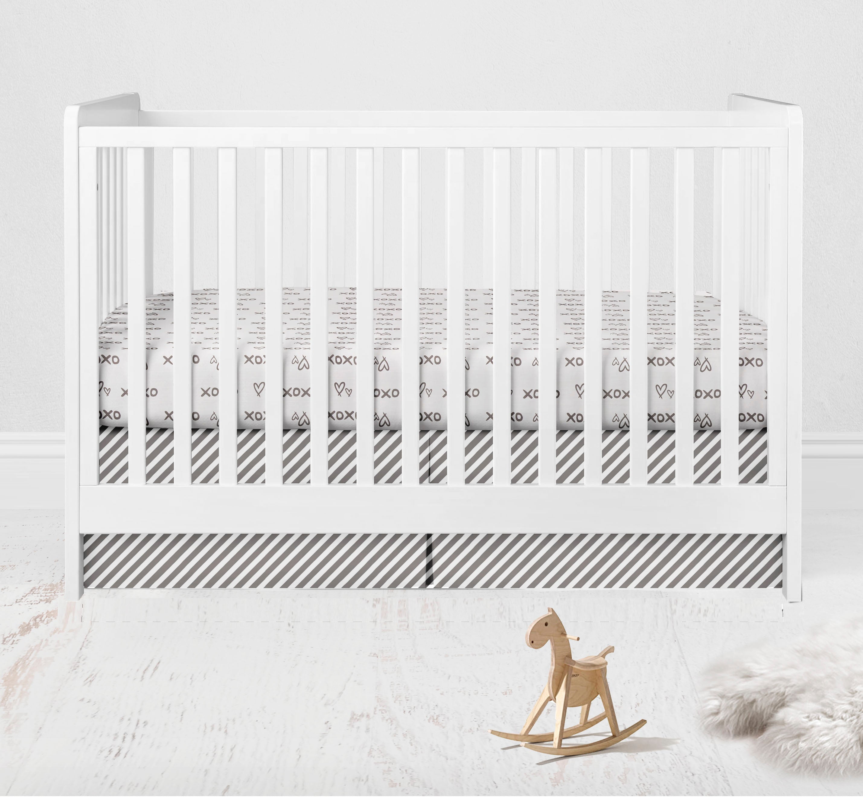 Bacati - Love Aztec 10-Piece Crib Bedding Set with Two Crib Sheets - Grey/Silver Unisex