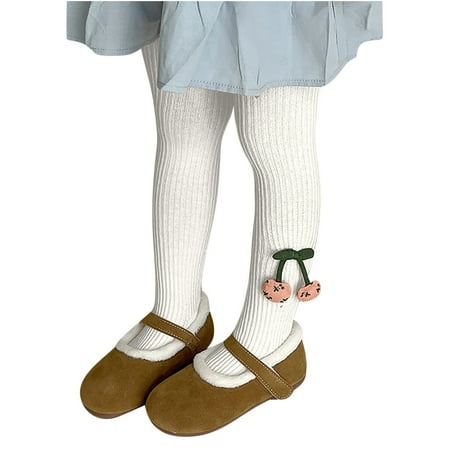 FAIWAD 2-8T Girls Tights Toddler Ribbed Knit Cotton Leggings Baby Girls Stockings Winter Warm Stretchy Pantyhose