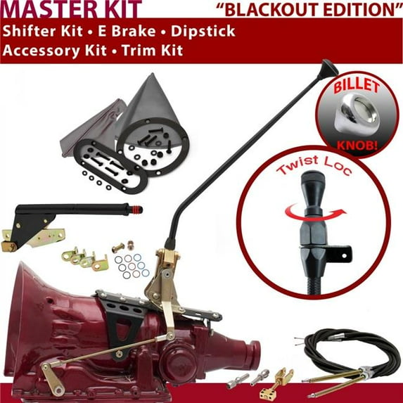 American Shifter AOD Shifter Kit Black 16 in. E Brake Cable Trim Kit Dipstick for F26DF