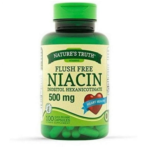 Nature's Truth Flush Free Niacin Inistol Hexanocinate 500mg, 100ct, 3-Pack