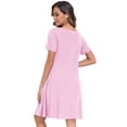 thumbnail image 3 of CRAYNER Womens Casual T Shirt Dresses Short Sleeve V Neck Sundress Loose Swing Sun dress with Pockets Summer Beach Skirt, L, 3 of 9