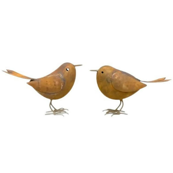 YaoHuan Metal Bird Garden Statues, Set of 2 Rustic Iron Songbird Figurines for Outdoor Yard Decor
