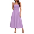 thumbnail image 5 of Admvng Dress for Women Spaghetti Straps Solid Casual Sleeveless Pockets Square Neck Dress, 5 of 5