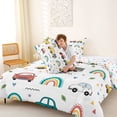 thumbnail image 4 of Castle Fairy Whimsical Car Truck Full Size Comforter Sets 3 Pieces for Toddlers, Rainbow Vehicle Bedding Sets for Bedroom, Yellow Red White, 4 of 6