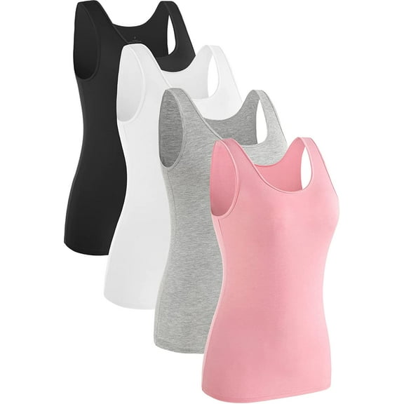 Womens Sleeveless Tank Tops Layering Tanks Undershirt Tank Top 3-4 Pack