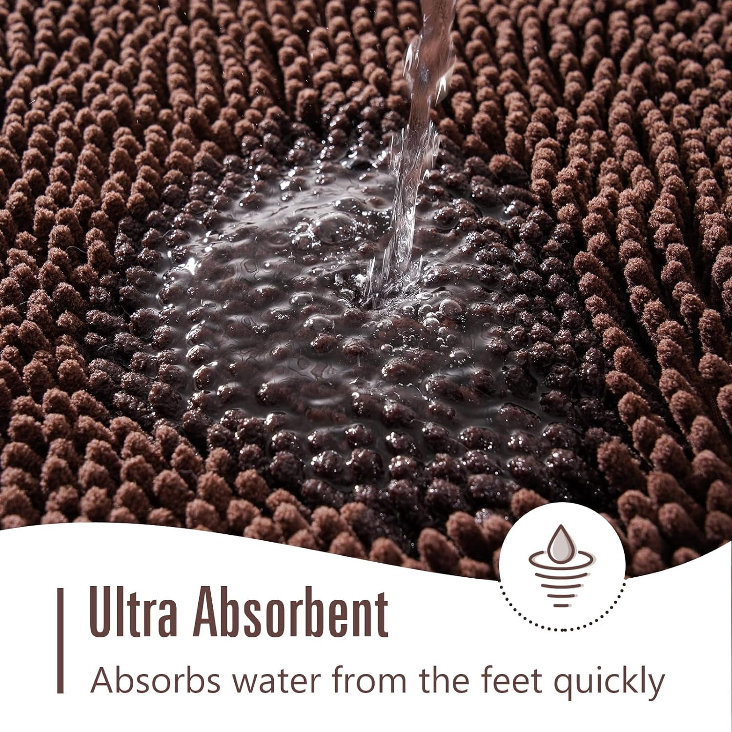 Softlife Luxury Soft Bathroom Non-Slip Rug Shaggy Bath Mat,24"x36",Coffee