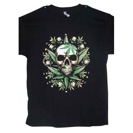 Skulls Marijuana- Cannabis - Weed US Screen Printed T Shirts - Medium  Size   - Gifts 