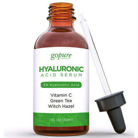 goPURE Hyaluronique Sérum acide avec 5% Professionnel Niveau de l'acide hyaluronique, vitamine C, thé vert et vitamine E
