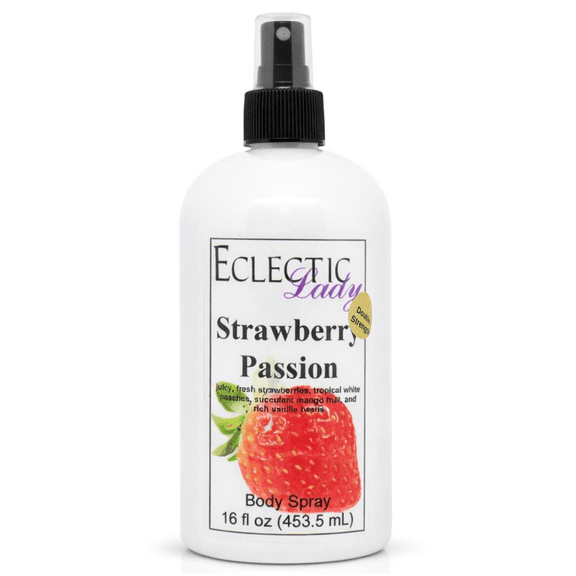 Strawberry Passion Body Spray, Eclectic Lady, Hydrating Mist, Unisex (Double Strength), 16 oz
