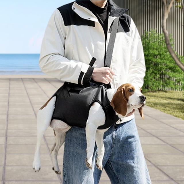 Mochila para perros transportista de soporte para mascotas Arnés cómodo mazo de movilidad de mascotas al aire libre con mango de elevación de perros L