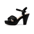 thumbnail image 6 of BLISSFUL STEP Valentine's Women's Fashion Platform Strap Slingback Chunky Heel Open Toe Sandals Black 6, 6 of 8