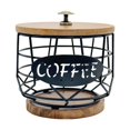 thumbnail image 3 of Soporte para cápsulas de café, de metal con base de madera, moderno organizador de cestas de almacenamiento con forma de taza para oficina y cocina., 3 of 9