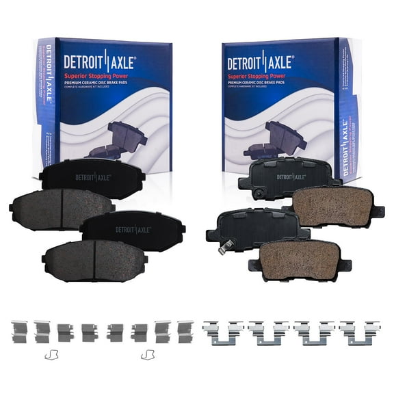 Detroit Axle - Brake Pads for 2002-2004 Honda Odyssey, 2001-2002 MDX, Ceramic Brakes Pads with Hardware Front and Rear Replacement