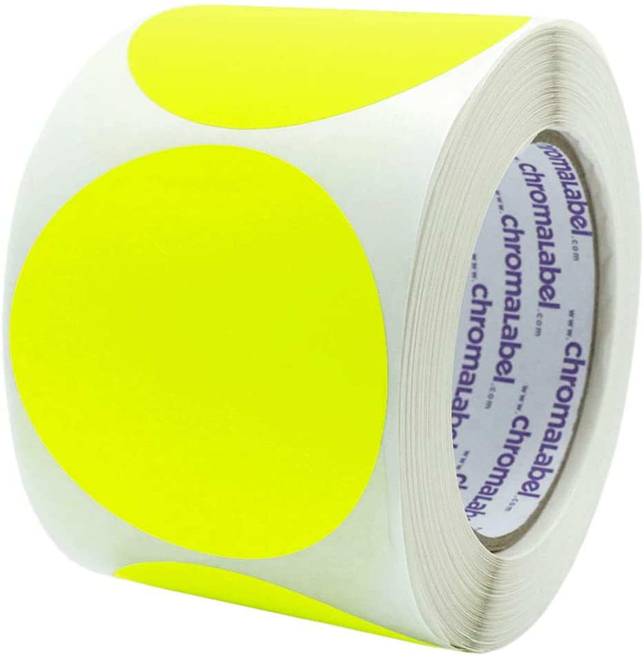 2 Inch Round Color-Code Dot Stickers, 500 Color Coding Circle Labels per  Roll Dispenser Box for Inventory - Fluorescent Yellow