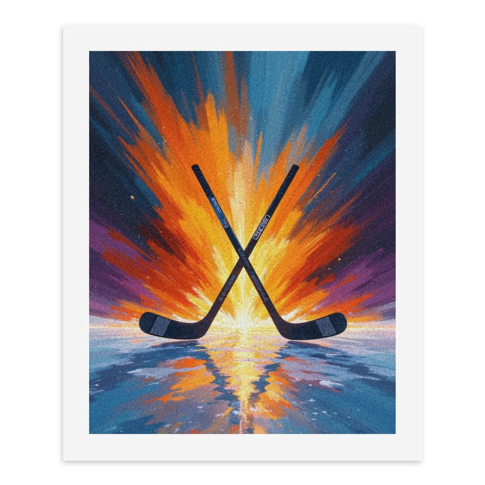 Paint by Numbers Kit for Adults, Hockey Sticks Fiery Sky Reflection Paint by Numbers, Easy Paint by Numbers Kit for Adults Beginner, DIY Adult Paint by Number Kits on Canvas, Home Decor