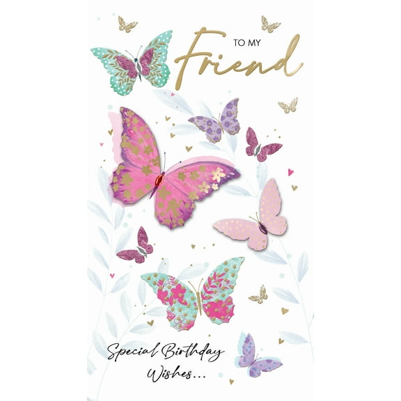 Handmade "Champagne" Greeting Card Friend Birthday Butterflies