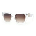 thumbnail image 5 of Womens Thick Square Horned Cat Eye Luxe Designer Rectangle Sunglasses Clear White - Brown, 5 of 8