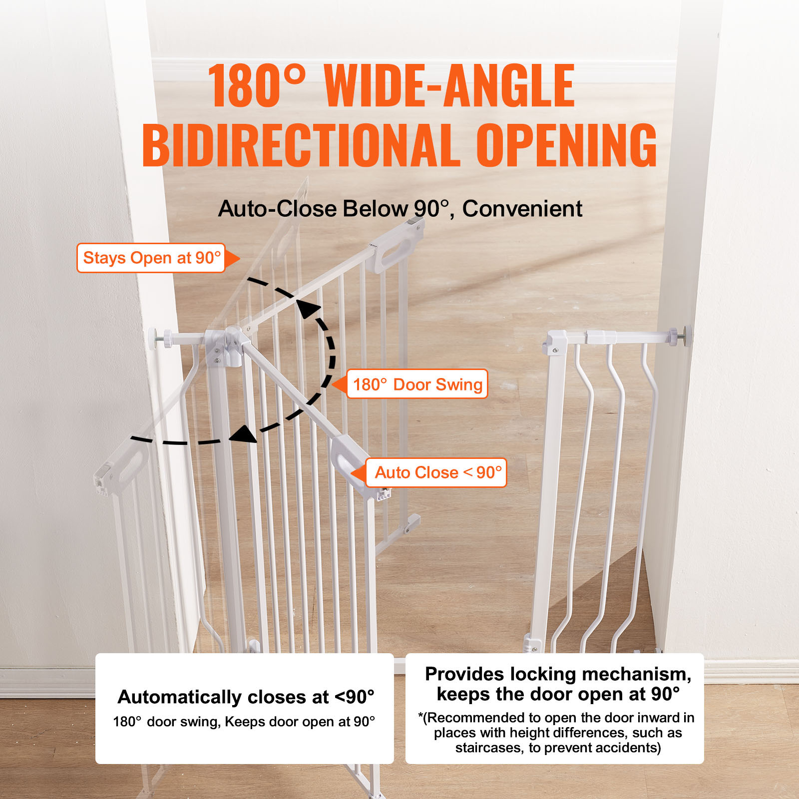 BENTISM 30" Baby Gate for Stairs and Doorways, White photo 4