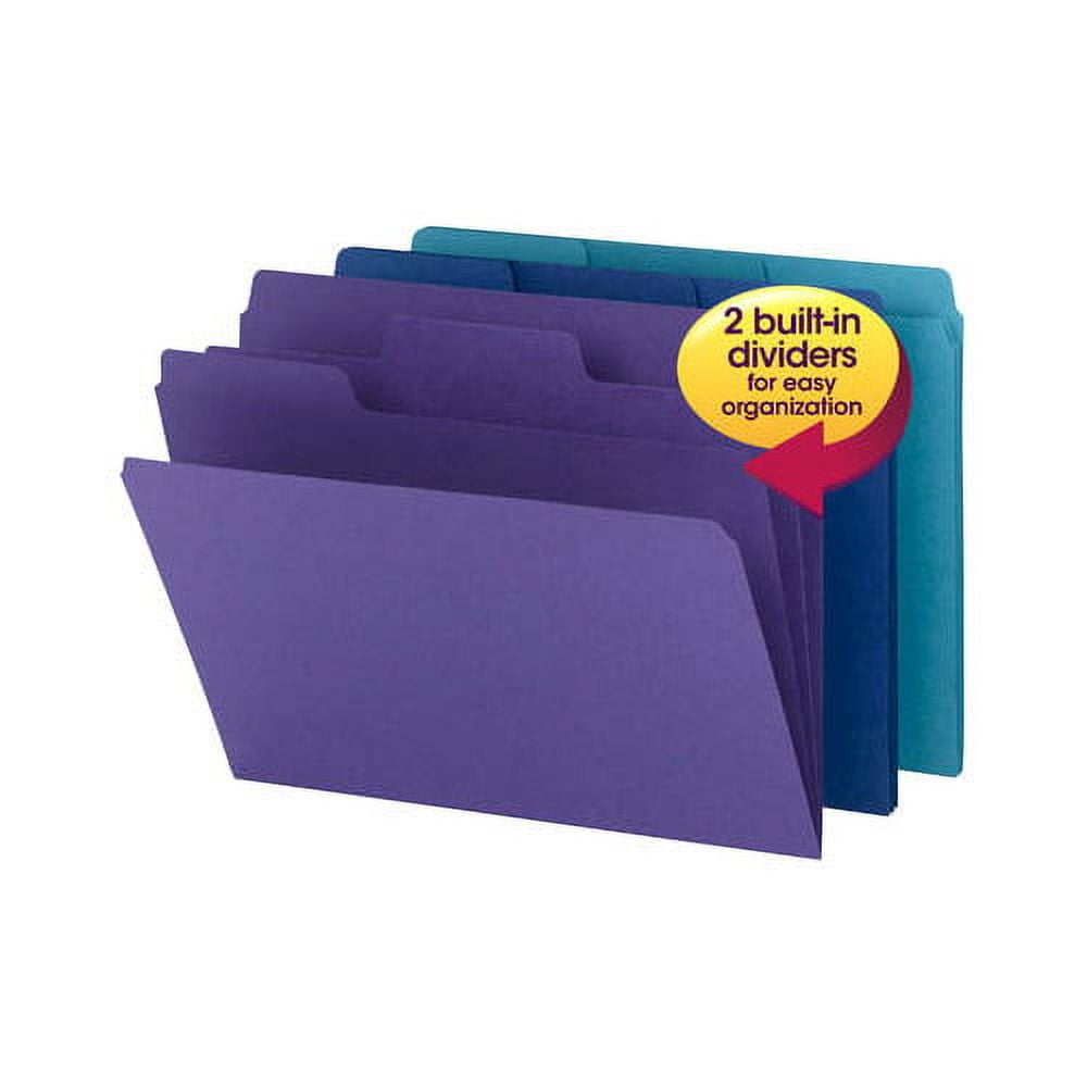 Smead SuperTab Organizer File Folders Letter - 8 1/2" x 11" Sheet Size - 3/4" Expansion - 1/3 Tab Cut - Top Tab Location - Assorted Position Tab Position - 2 Divider(s) - 11 pt. Folder Thickness - Pap
