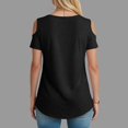 thumbnail image 5 of vigerkar Womens V Neck Cold Shoulder Tops Short Sleeve Summer T Shirts Basic Tees (Black, L), 5 of 7