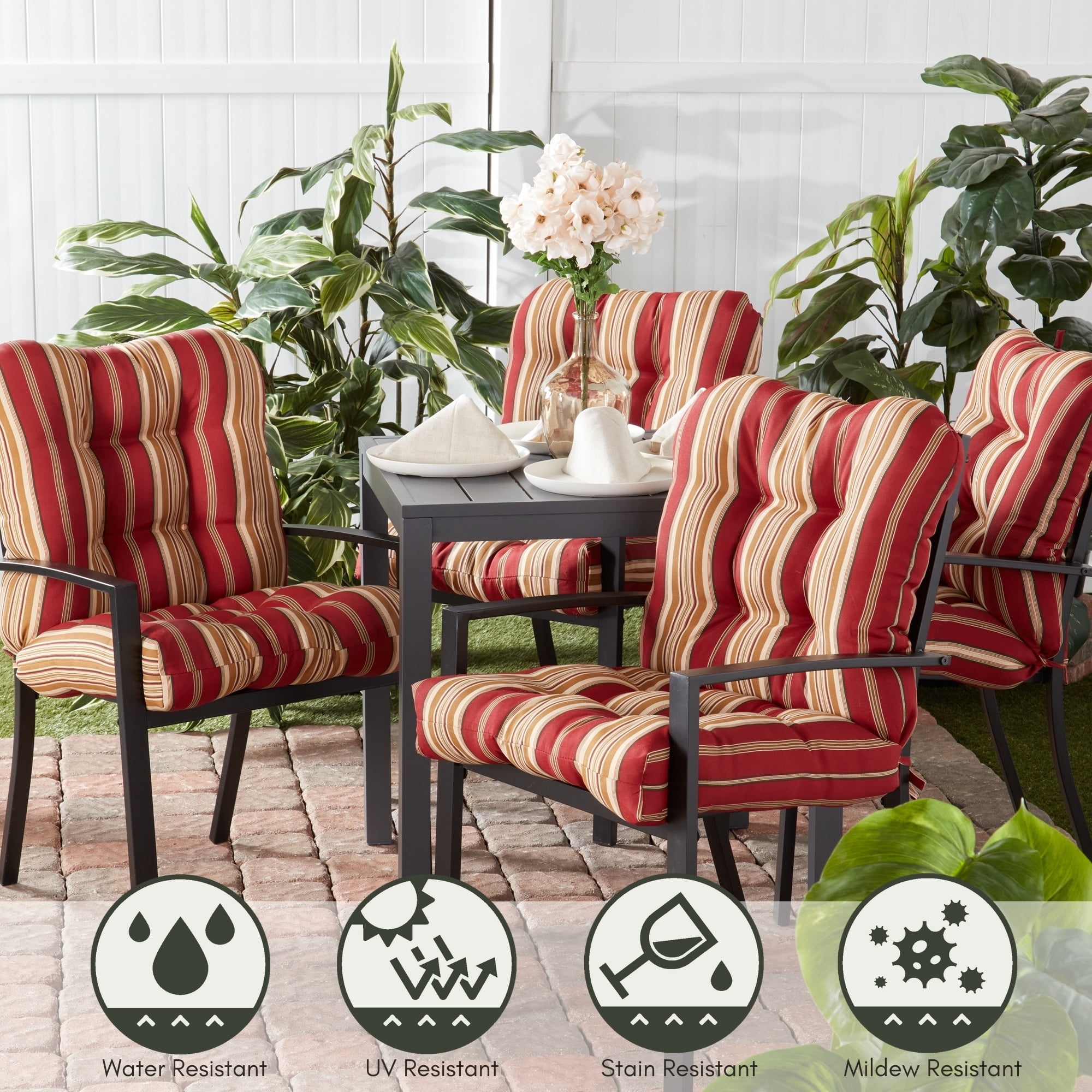Greendale Home Fashions Roma Stripe Outdoor Dining Chair Cushion (2-Pack)