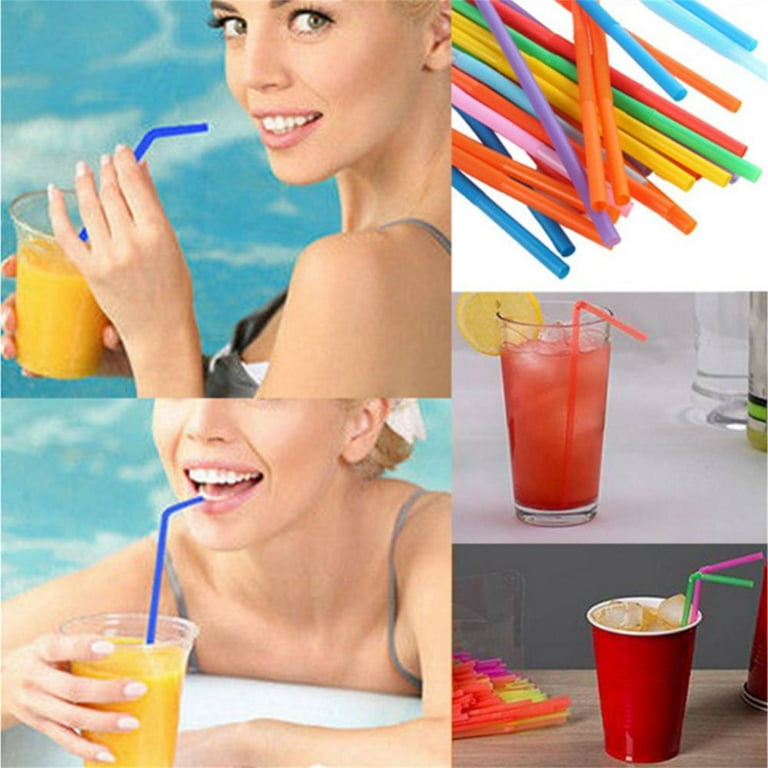 Geiserailie 12 Pieces Flexible Drinking Straws Extra Long Bendy Plastic  Straws for Party Camping Limited Mobility Situations Dishwasher(Red, 22