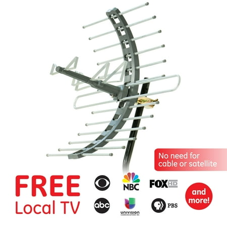 Wall Mount Panel Antenna - GE Pro Outdoor/Attic Mount TV Antenna, 70 Mile Range, VHF/UHF Channels, 29884