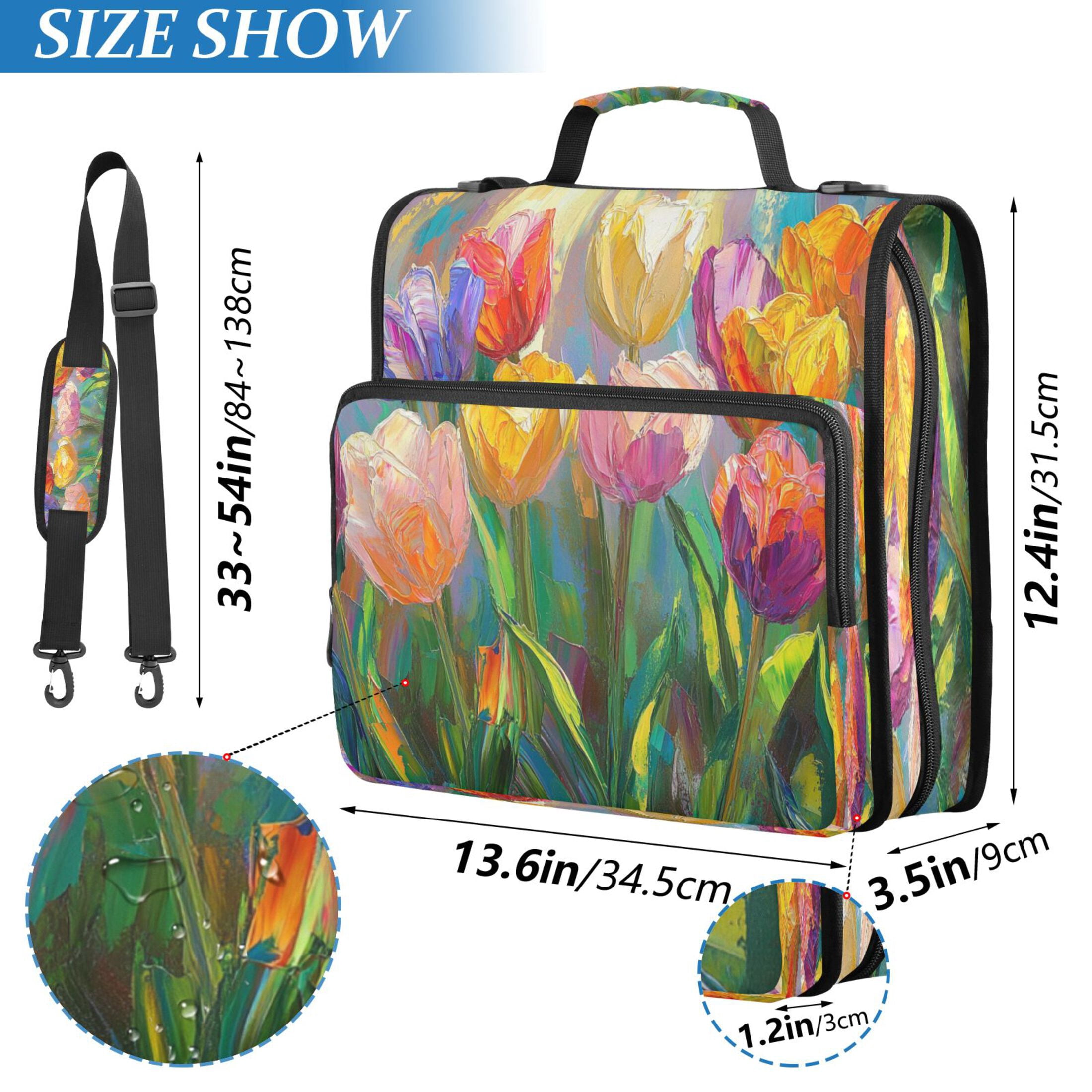 YAZAOO Zipper Binder trapper keeper Documents Organized Design Tulip Symphony Printed