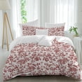 thumbnail image 2 of Farmhouse Red Duvet Cover Set, Vintage Flower Leaf Botanical Plant Soft Duvet Cover Twin Size Bedding Set 4 Pieces, 1 Quiltcover and 2 Pillowcases with Zipper, 1 Bed Sheet for All Seasons, 2 of 9
