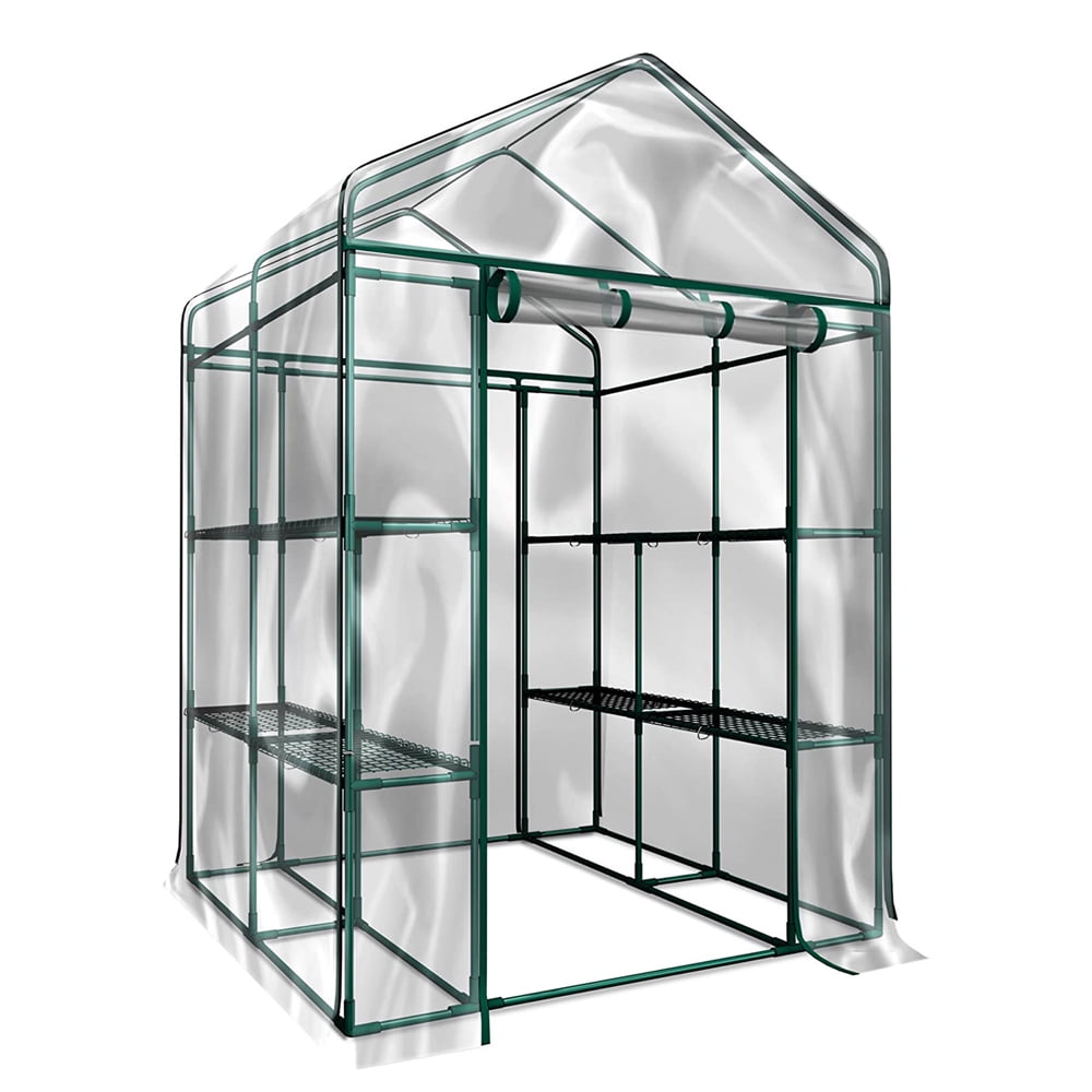 2019 Shelves Mini Greenhouse Outdoor Indoor Clear PVC Cover Roll Up 