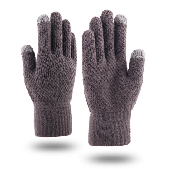 dianhelloya Men Thicken Winter Knitted Woolen Gloves Warm Full Finger Mittens Black