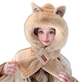 thumbnail image 1 of Wdgfv Winter Warm Hat with Integrated Scarf and Ear Design for Cold Weather Brown One Size, 1 of 3