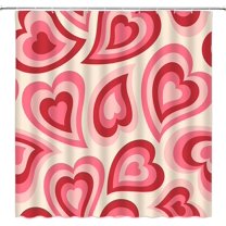 Valentine''s Day RV Shower Curtain Red Pink Heart Sweet Love Romantic Couple Woman Girl Small Stall Bathroom Home Curtain with Hooks,36" Wx70 H