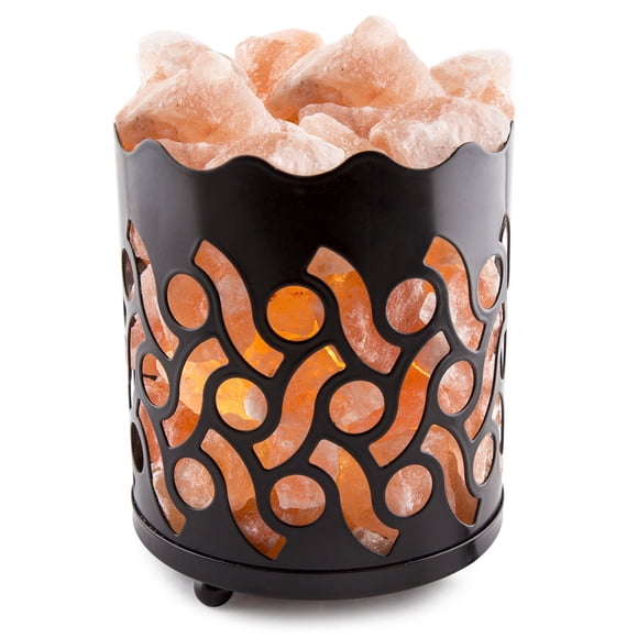 CRYSTAL DECOR Himalayan Pink Salt Lamp Basket & Dimmer Cord Bulb
