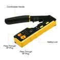 thumbnail image 3 of Professional Yellow RJ45 Crimp Tool Kit with Pass-Through Design – Includes 100 Cat6/5 Gold-Plated Connectors, 100 Blue Strain Relief Boots, Network Pliers, RJ11/RJ45 Tester, Blade Set, 3 of 6