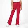 thumbnail image 2 of Girls Cotton Stretch Split Hem Flared Pants, Elastic Waist Slim Fit Solid Color Kids Micro Bell Bottom Trousers for Spring Autumn Daily Casual Wear(Red,9-10 Years), 2 of 4