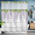 thumbnail image 6 of No Hook Shower Curtains with Snap-in Liner Set, Purple Flowers Waterproof Hotel Style Bathroom Shower Curtain, Weeping Elegant Spring Floral Wooden Pastoral Mesh Top Bath Curtains 72''x72'', 6 of 9