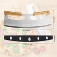 thumbnail image 4 of Cuchillo para pizza de acero inoxidable de 35 cm con mango de madera, corte profesional para pizza, 4 of 5