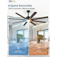 thumbnail image 4 of Zardon 72 inch Ceiling Fans with Lights and Remote, Modern Low Profile Flush Mount Ceiling Fans with 6 Speed Reversible for Indoor Outdoor, Wood Tone, 4 of 8