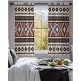 thumbnail image 3 of Beige Boho Sheer Curtains 39 Inch Length 2 Panels Set for Living Room/Bedroom, Vintage Ethnic Tribe Retro Abstract Art Kitchen Curtains Grommet Semi-Sheer Curtains Window Treatments 27.5"x39"x2, 3 of 7