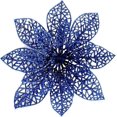 thumbnail image 1 of 10 piezas de flores de Pascua con purpurina azul para árbol de Navidad, adornos brillantes de Pascua para Navidad, fiestas, temporada y bodas., 1 of 5