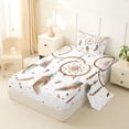 thumbnail image 2 of Homewish Dreamy Boho Dreamcatcher Twin Sheets,Watercolor Feathers Bedding,3-Piece,1 Fitted Sheet and 1 Pillowcase, 2 of 6