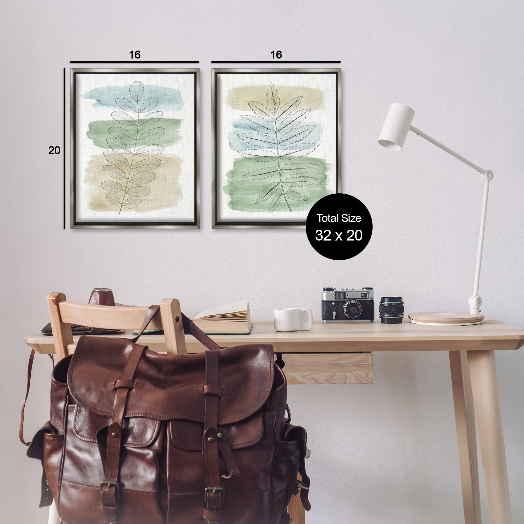Stupell Industries Neutral Spring Forest Branches Botanical & Floral Painting Gray Floater Framed Canvas Art Print Wall Art, 17 x 21, Set of 2