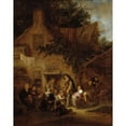 thumbnail image 2 of Adriaen van Ostade 15x18 Gold Ornate Wood Frame and Double Matted Museum Art Print Titled - The Organ-Grinder Outside a Cottage (1640), 2 of 4